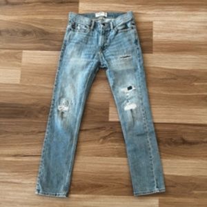 Abercrombie Kid's Distressed Blue Jeans Size 13/14, Lightly Used, Slim Fit